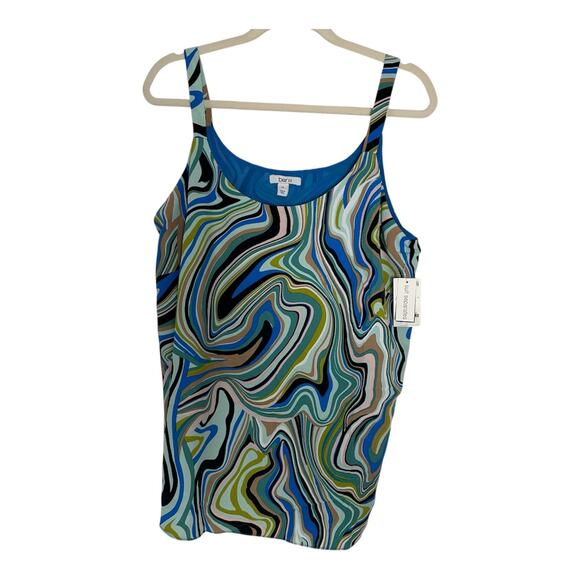 Bar III Plus Size Scoop-Neck Sleeveless Top Blue Combo‎ Size 1X - Picture 4 of 12
